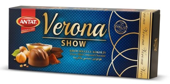 Antat Verona Show Gift Box (blue) saldainiai su švelniu kreminio įdaro glaistu 300 g